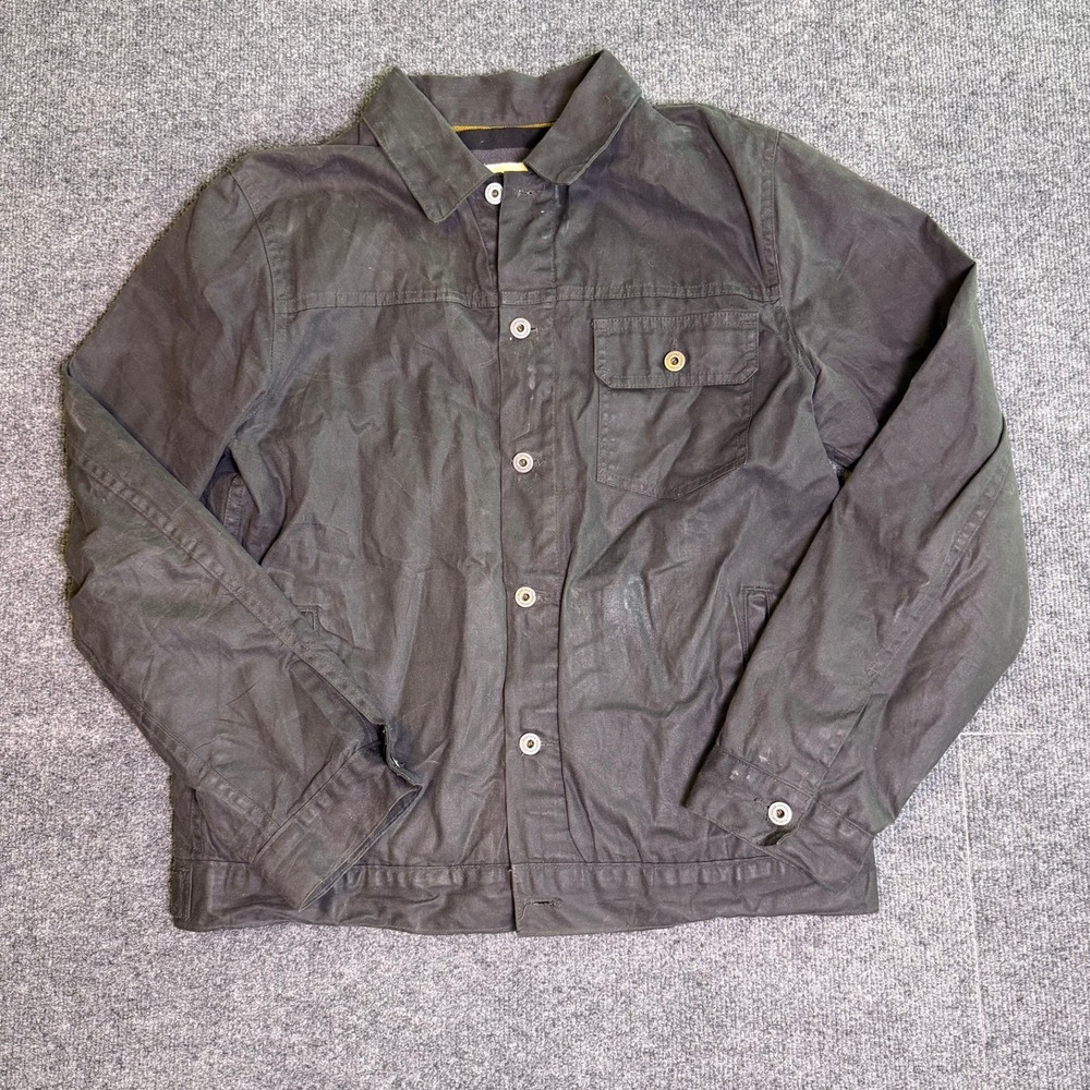 Flint and Tinder Waxed Trucker Jacket Flannel Lined Charcoal Gray Mens Large USA